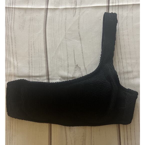Shade & Shore One Shoulder Textured Bikini Top Black Women’s 32A New - Picture 3 of 6